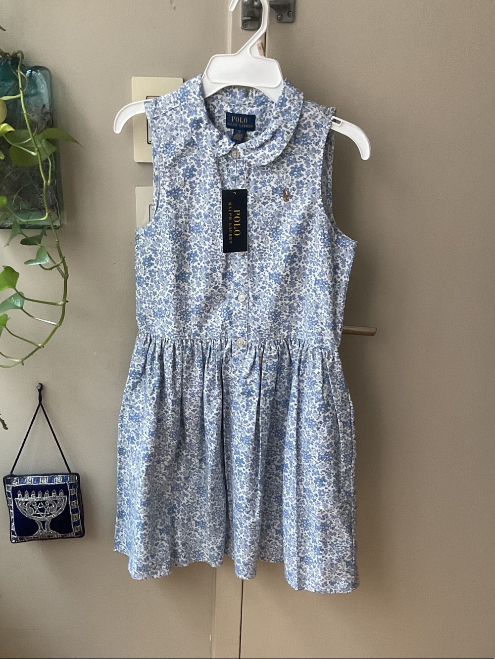 Polo by Ralph Lauren Light Blue Floral Peter Pan Collar Dress